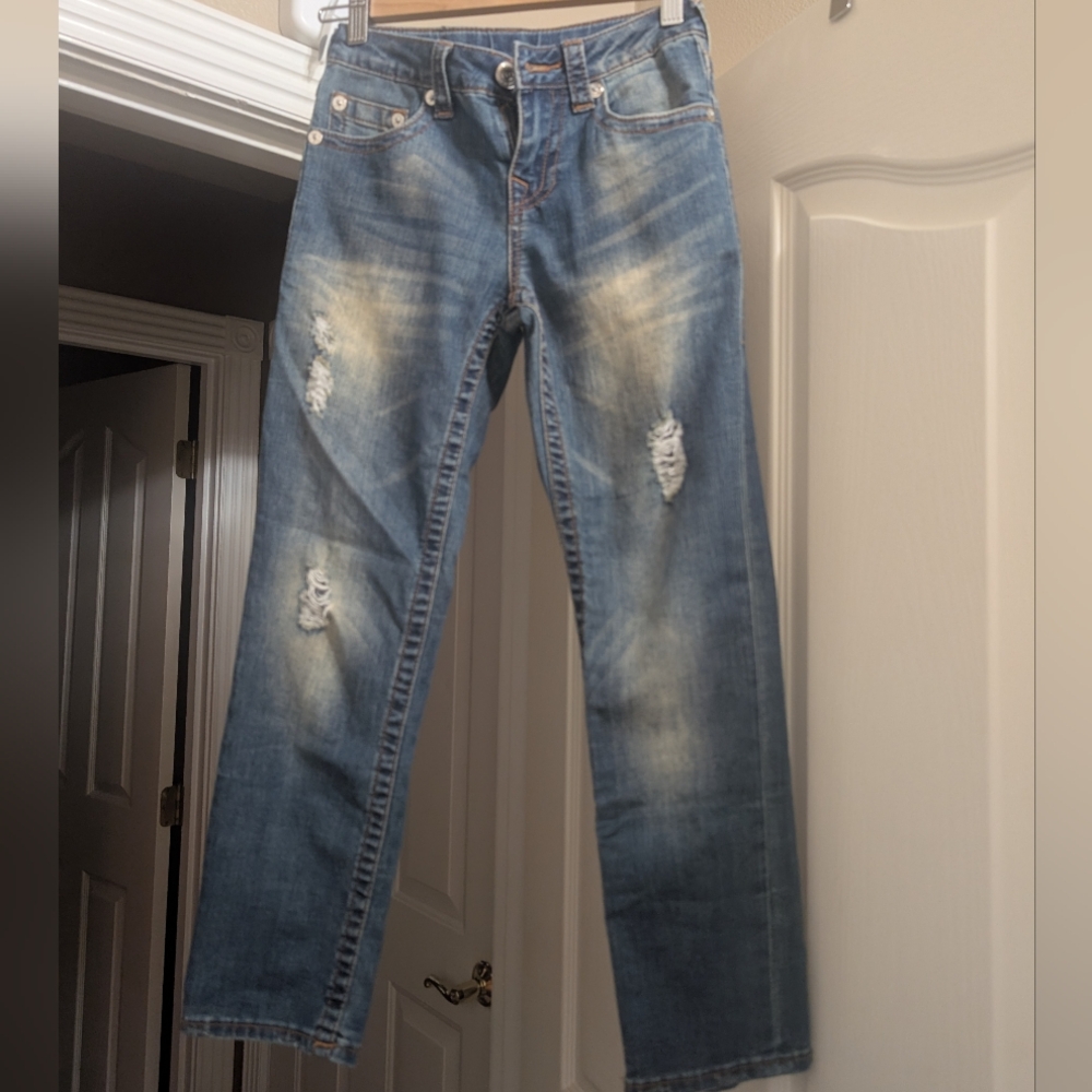 True Religion Blue Distressed Kids Jeans Size 8